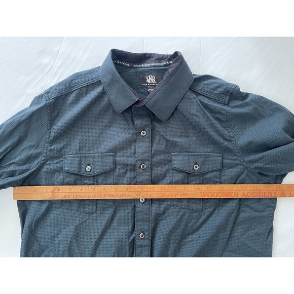 Rock & Republic Blue Woven Design Long Sleeve‎ Dress Shirt Size XL - Picture 4 of 6